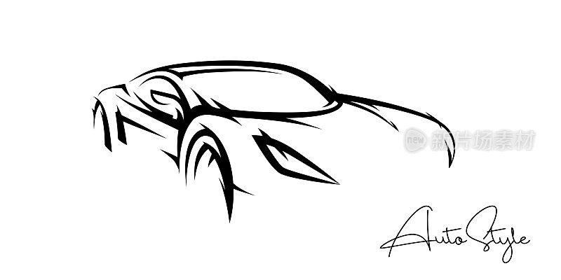Concept sports car vehicle line silhouette
